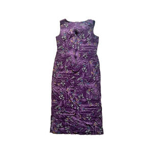 Vtg Womens Midi Dress Purple Floral Sleeveless Whimsigoth Boho Resort Feminine